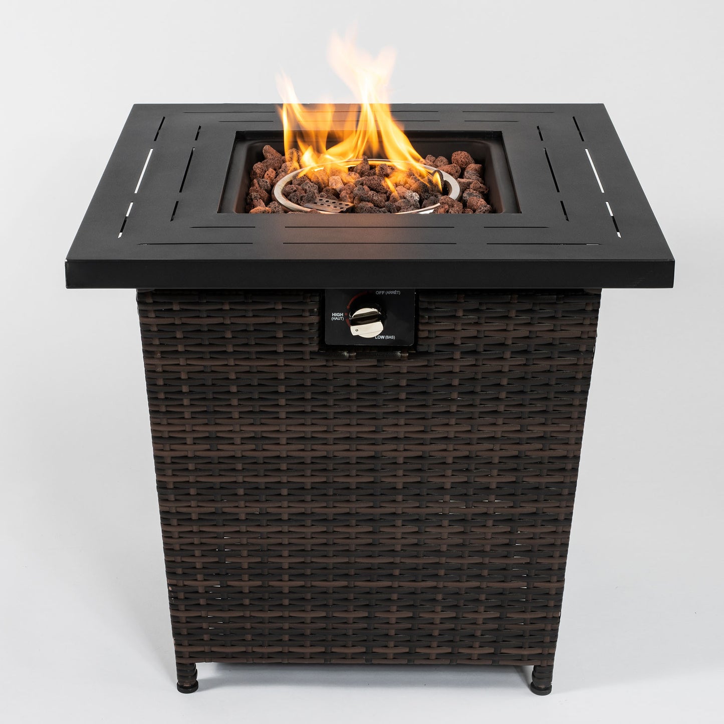 Amity Contemporary Wicker Square Fire Pit Table