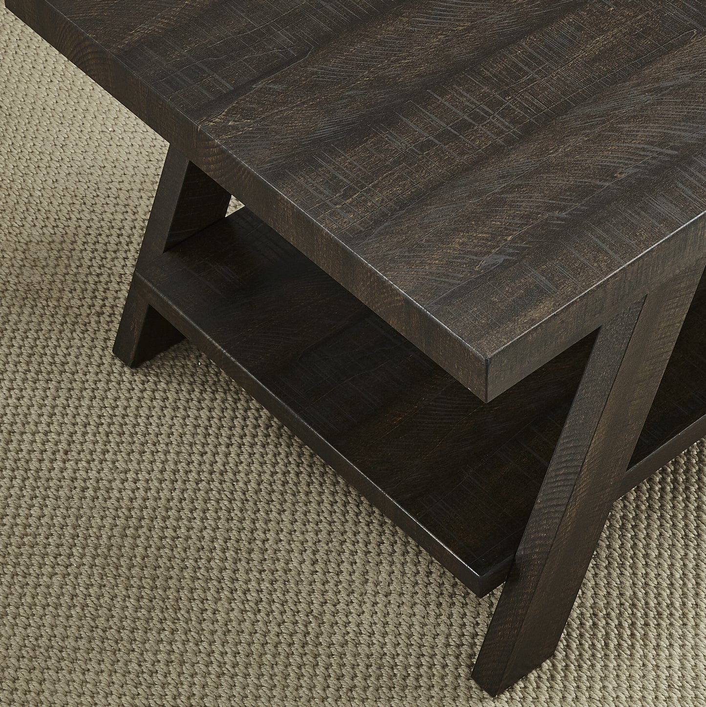 Emery Contemporary Wood Shelf Side Table