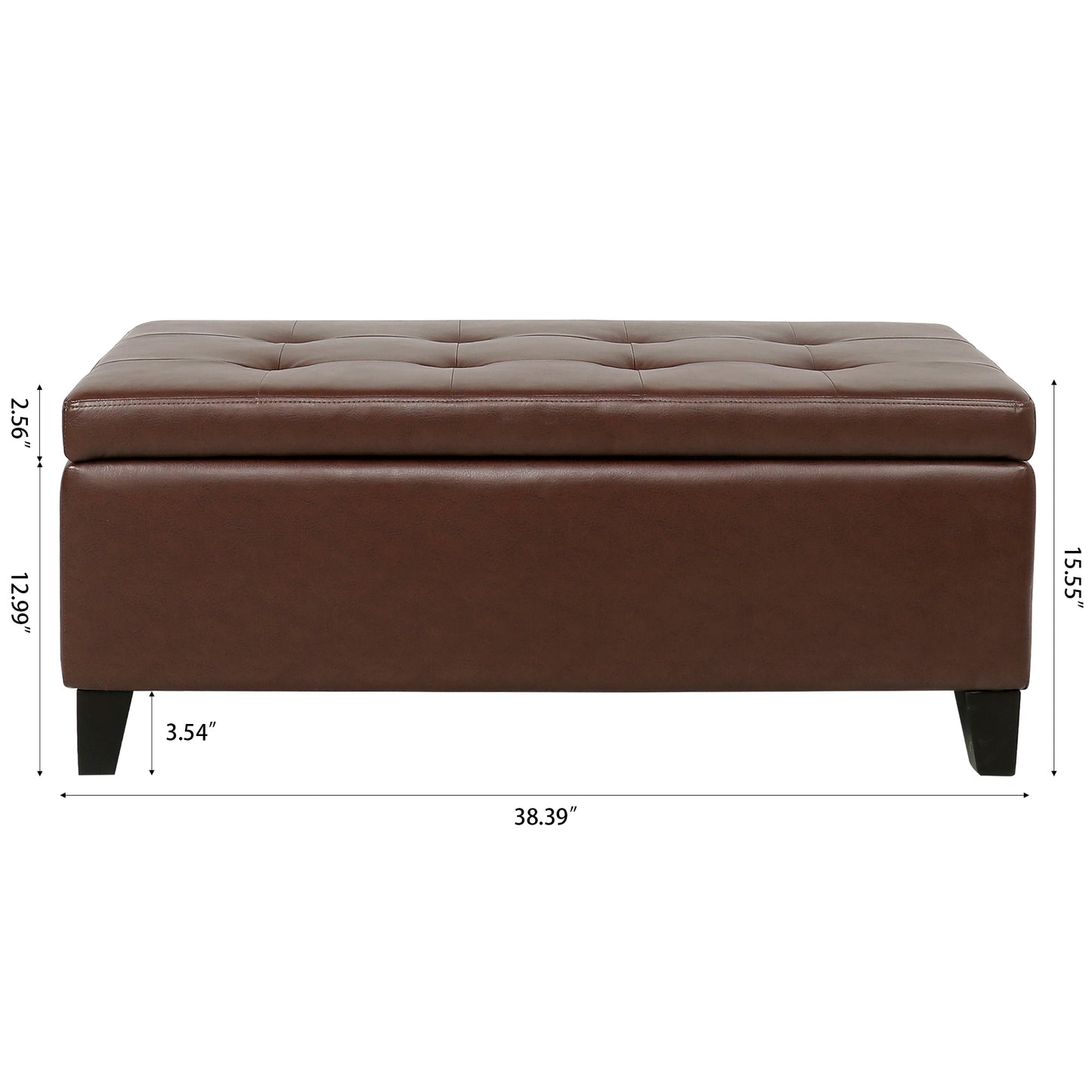 Marites Modern Leather Storage Ottoman