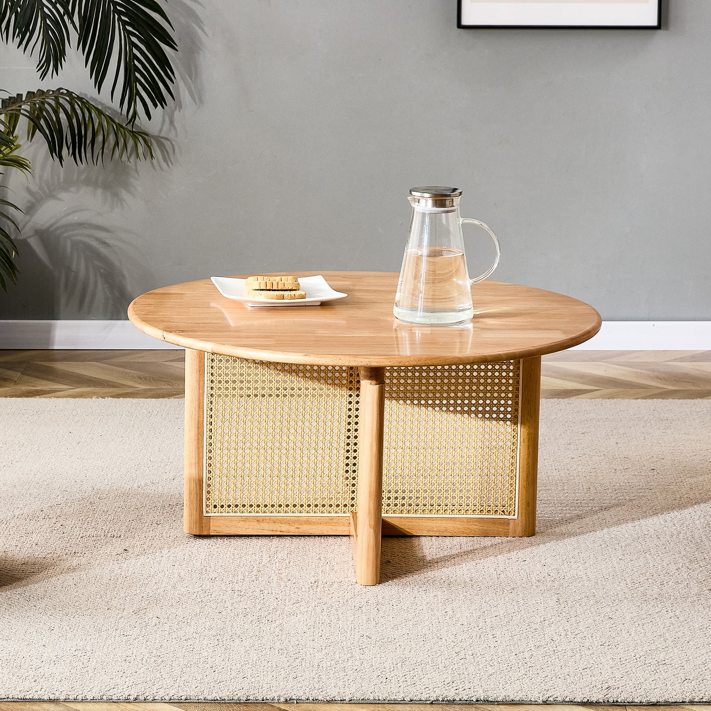 Calista Mid-Century Natural Faux Coffee Table