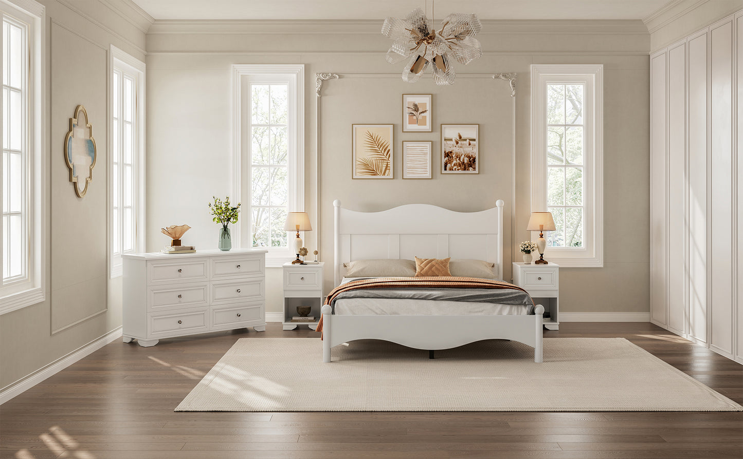 Elmcrest Mid-Century 4-Pieces Elegant Bedroom Sets