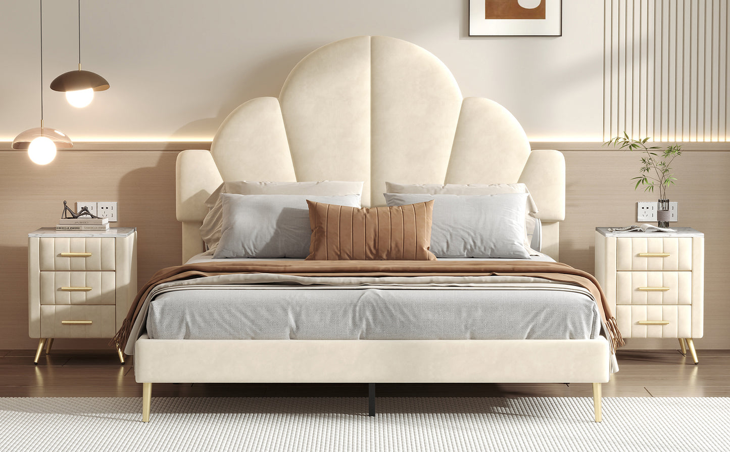 Somerset Modern Velvet Petal Bedroom Set