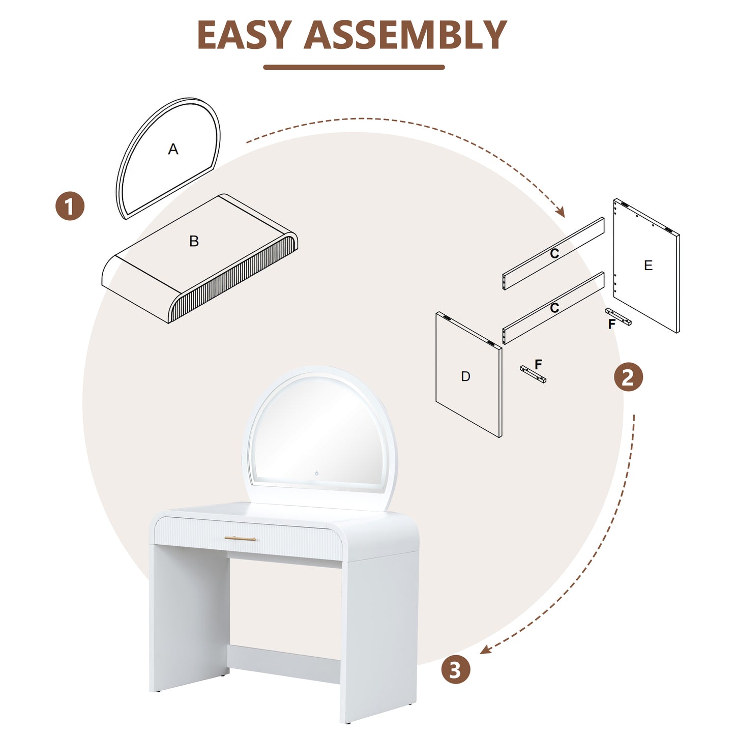 Mission Modern Makeup Vanity with Touch