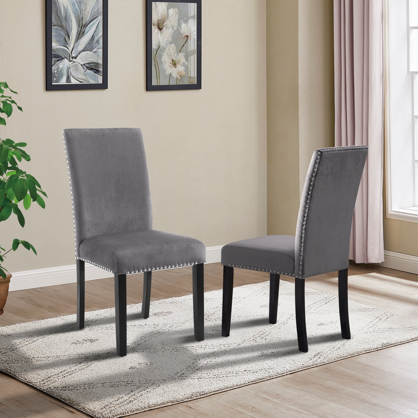 Justo Contemporary Velvet Nailhead Chair