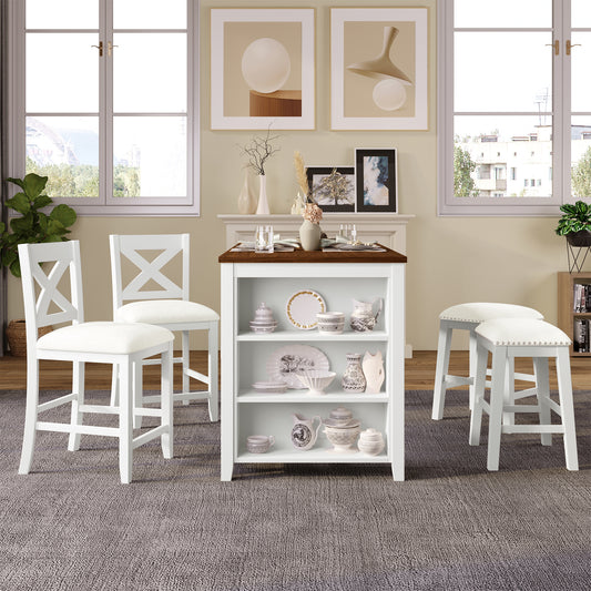 Marcel Craftsman 5-Piece Rustic Farmhouse Counter Height Dining Set