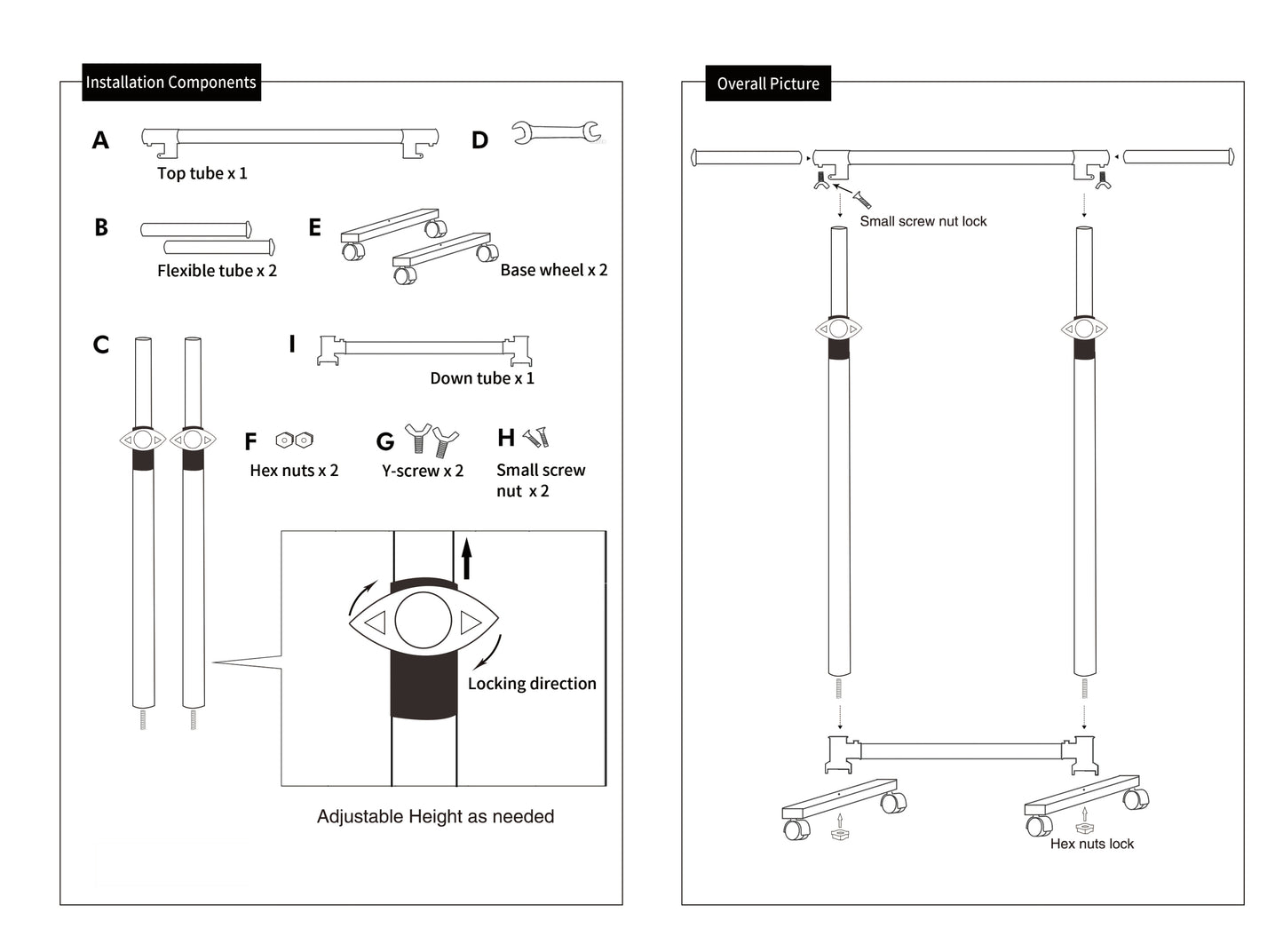 Eda Industrial Classic Rolling Clothes Rack