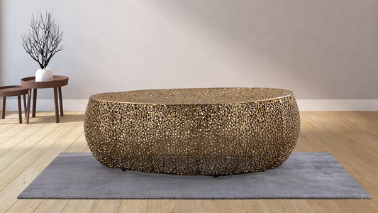 Luz Modern Gold Oval Coffee Table