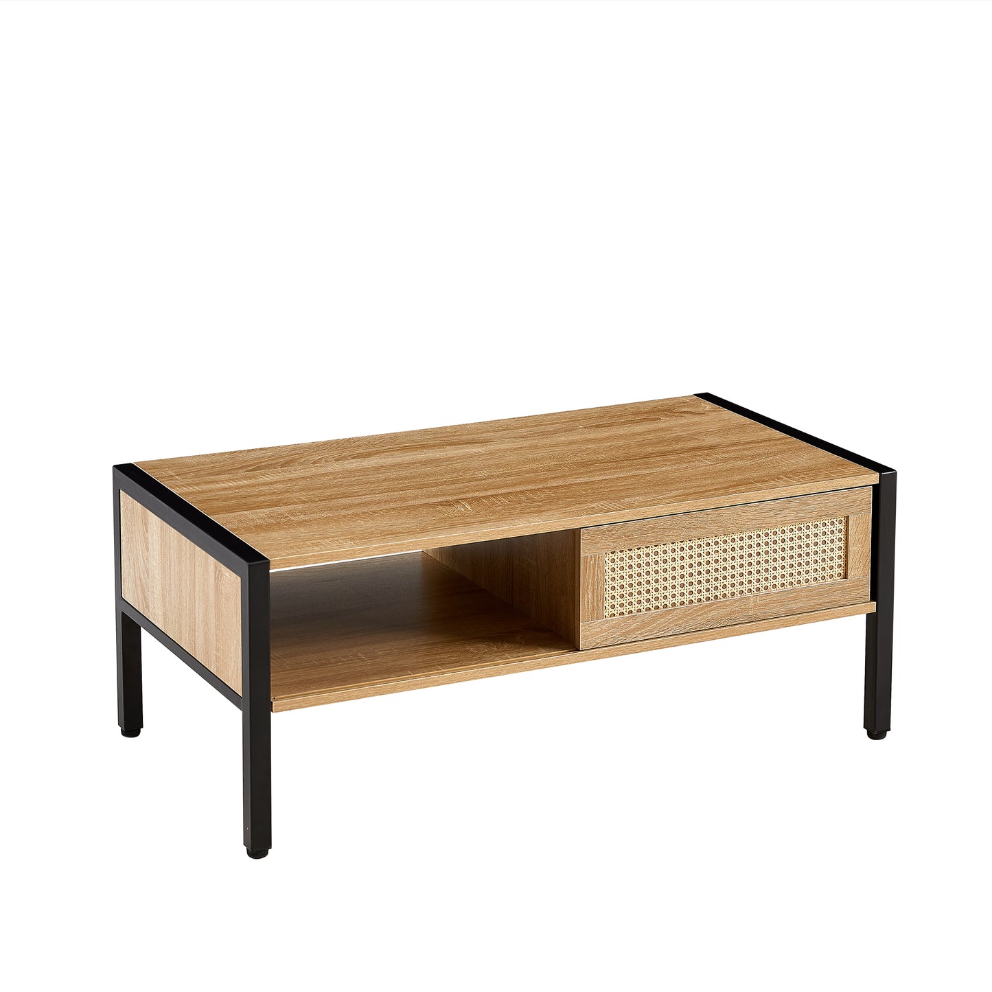 Emery Mid-Century Rattan Storage Coffee Table