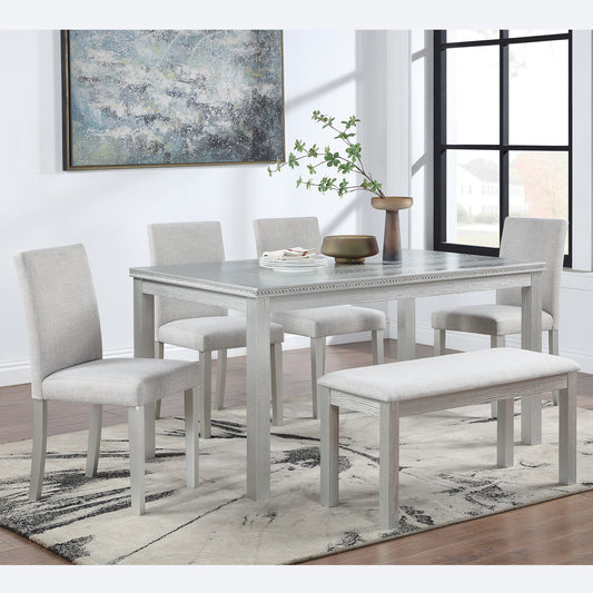 Oakridge Modern Wooden Dining Table with Bench, 6 Seater