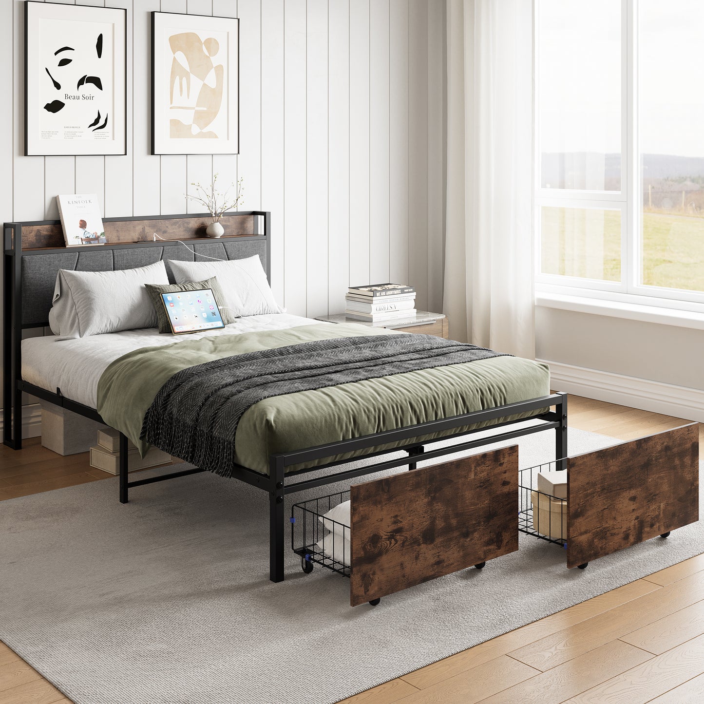 Eda Industrial Vintage Storage Bed
