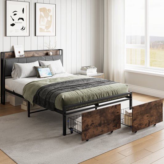 Eda Industrial Vintage Storage Bed