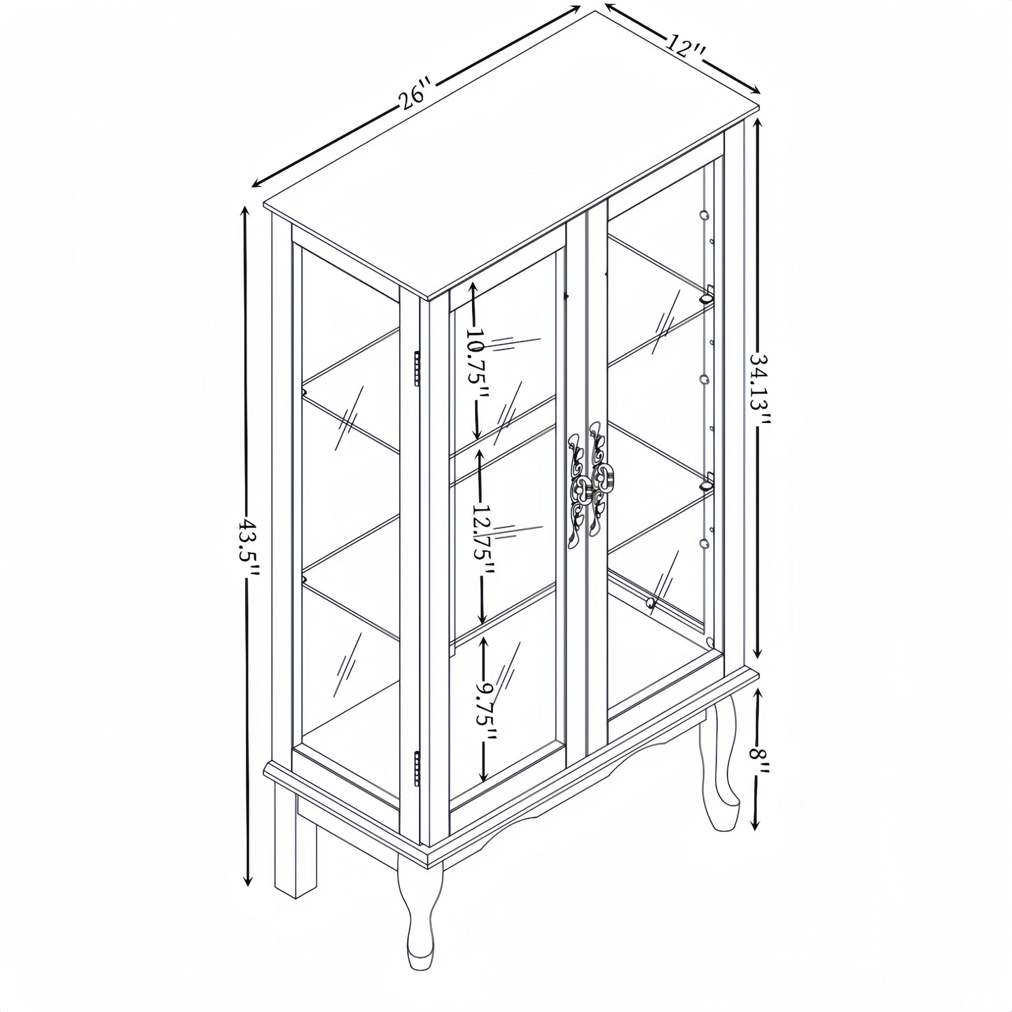 Jiron Traditional Mirrored Display Cabinet