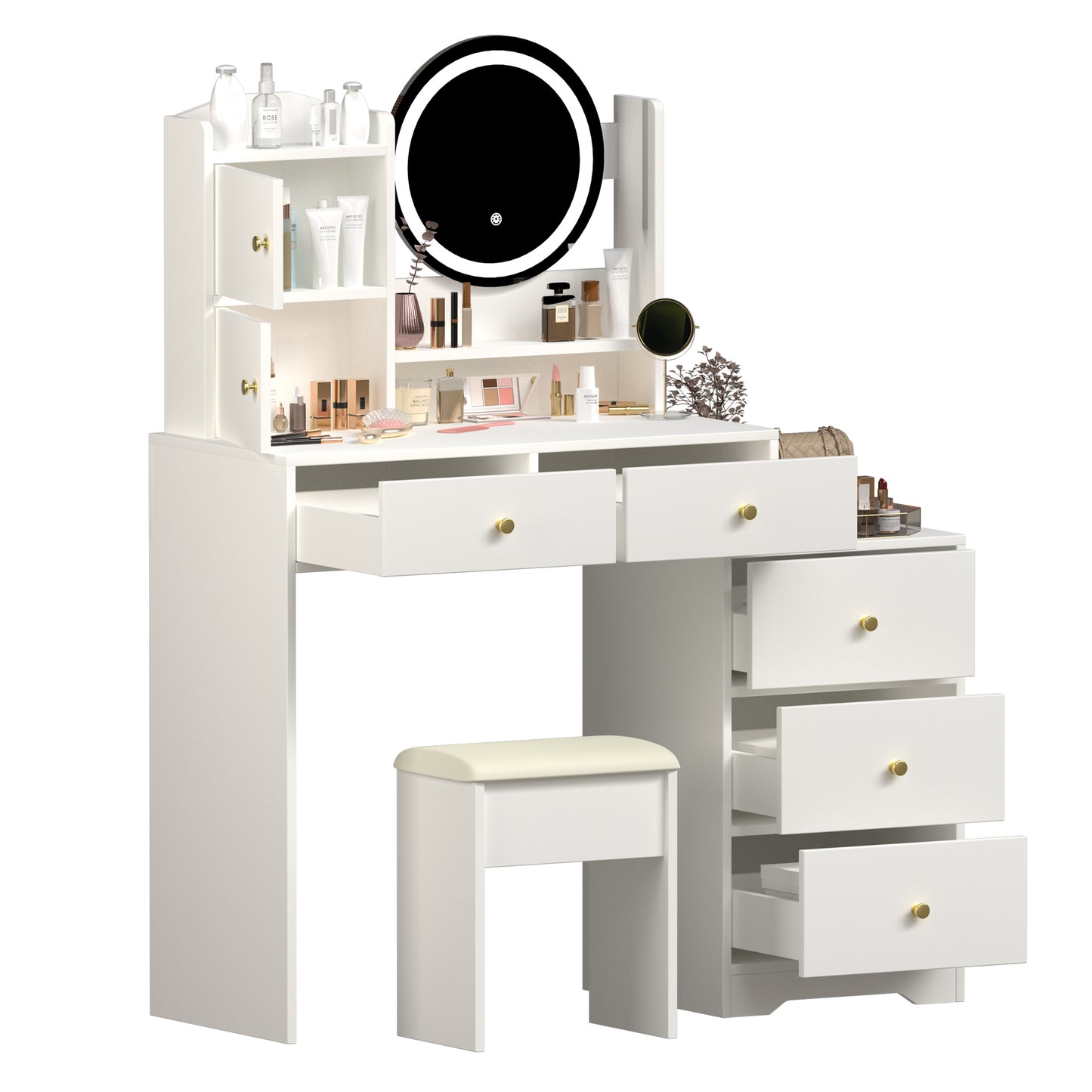 Calista Contemporary Velvet Vanity Desk
