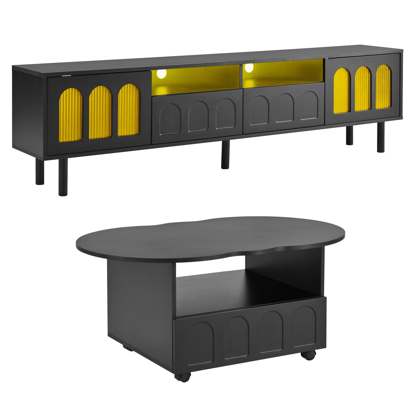 Kingsly Contemporary ON-TREND LED TV Stand