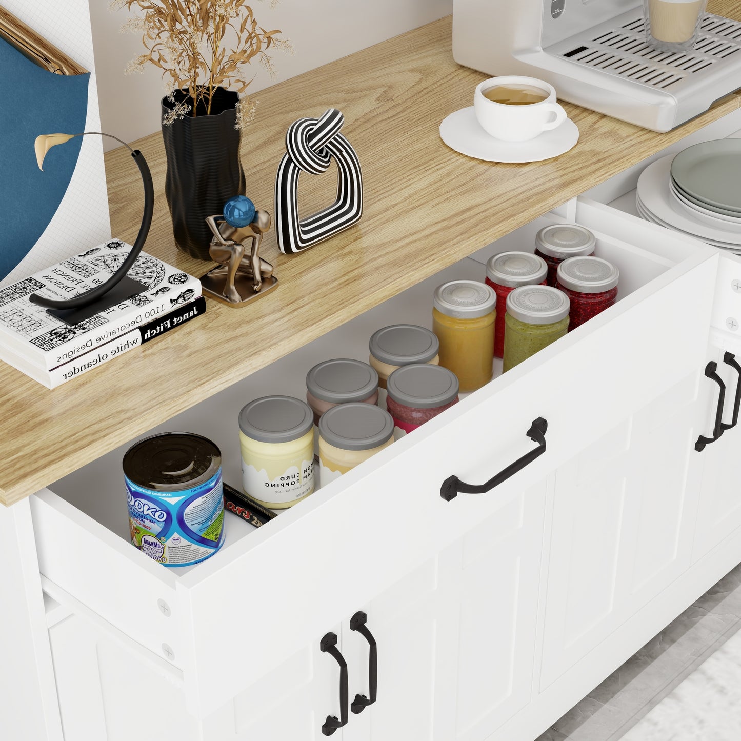 Kingsly Traditional Farmhouse Buffet Cabinet