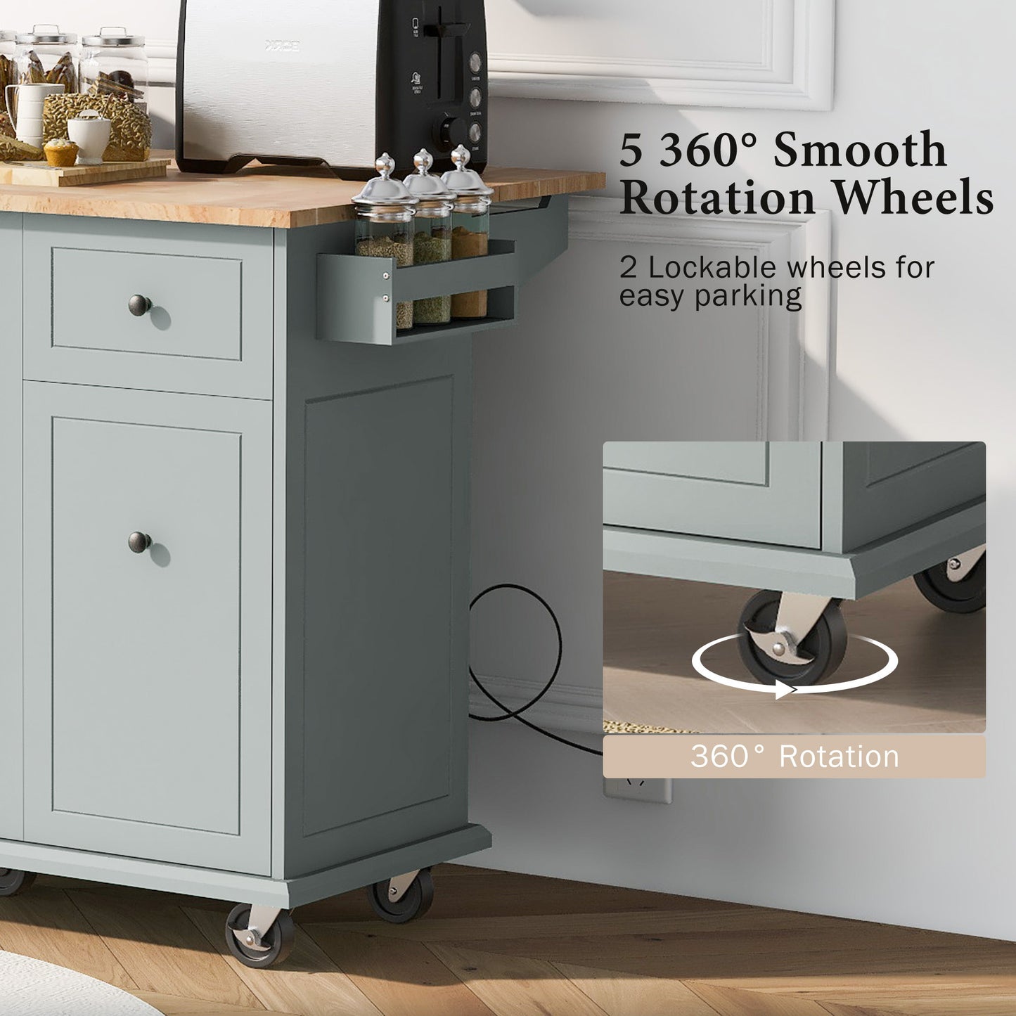 Somerset Modern Rolling Kitchen Cart Organizer