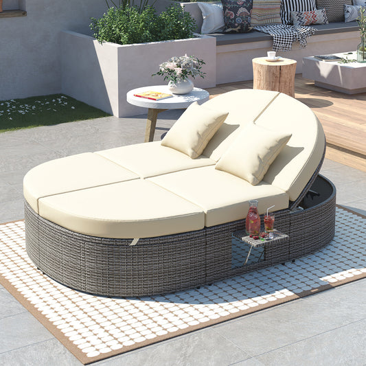 Centerville Modern Chaise Rattan Sun Daybed