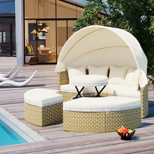 Calista Contemporary TOPMAX Rattan Daybed Set