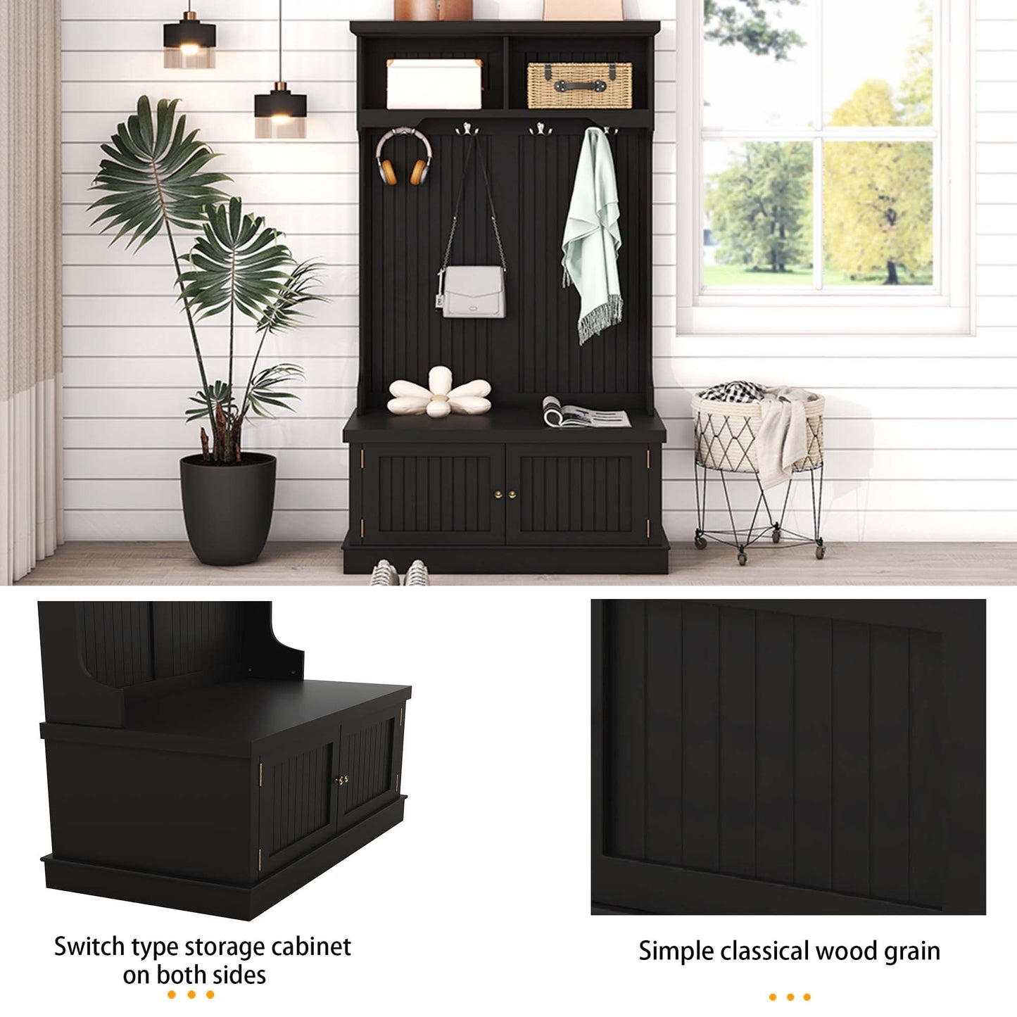 Niles Modern Storage Bench Coat Rack