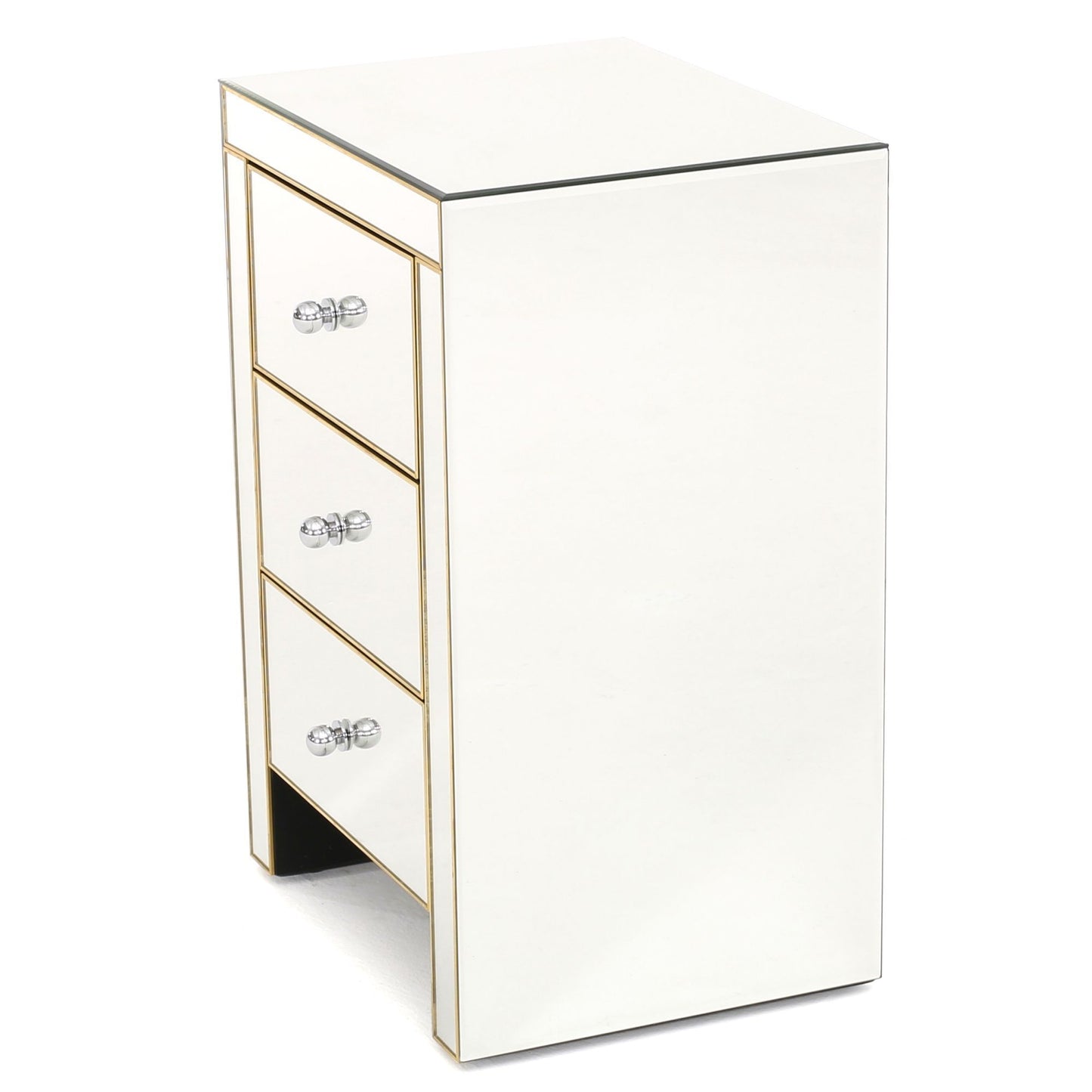 Fitch Contemporary Elegant Mirrored Nightstand Side Table