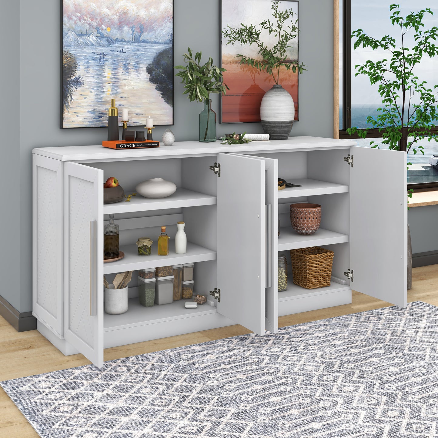 Irvington Modern Large Sideboard Storage Cabinet
