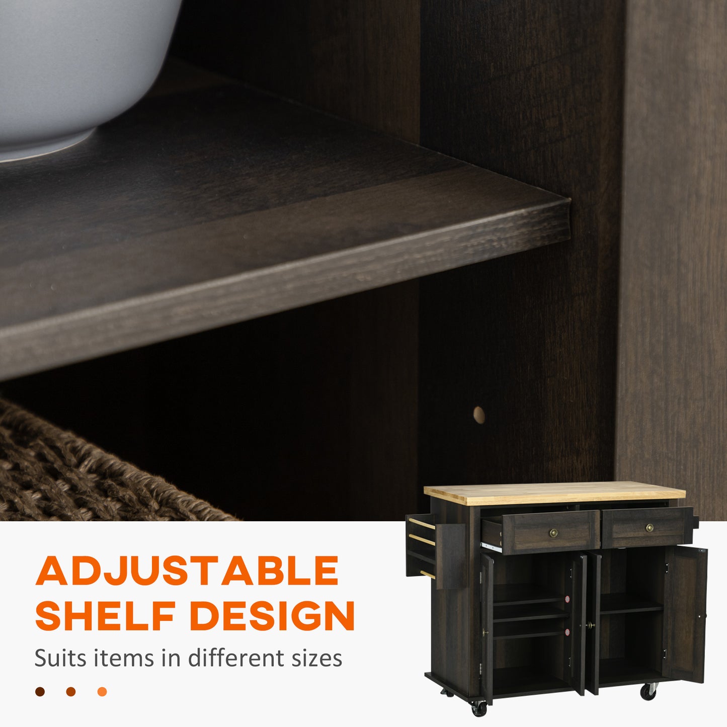 Centerville Modern Rolling Oak Kitchen Cart
