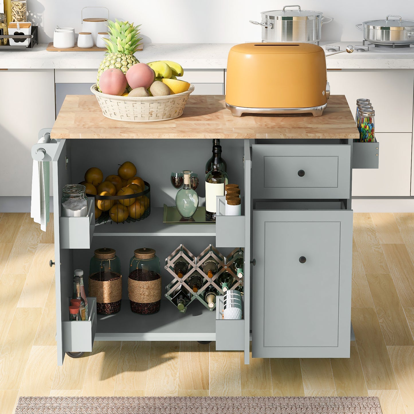 Somerset Modern Rolling Kitchen Cart Organizer