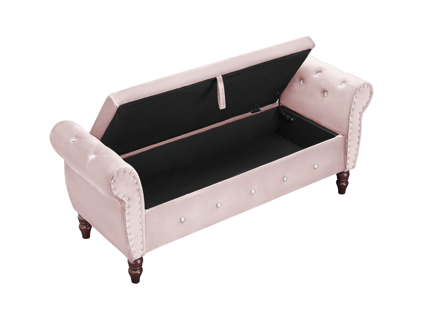 Fitch Mid-Century Velvet Crystal Storage Bench