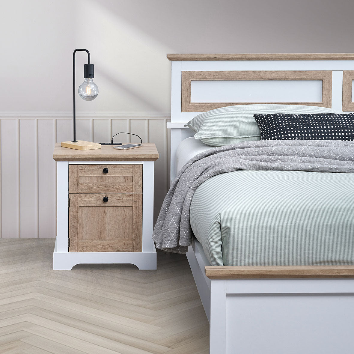 Fremont Contemporary Drawer Charging Night Side Table