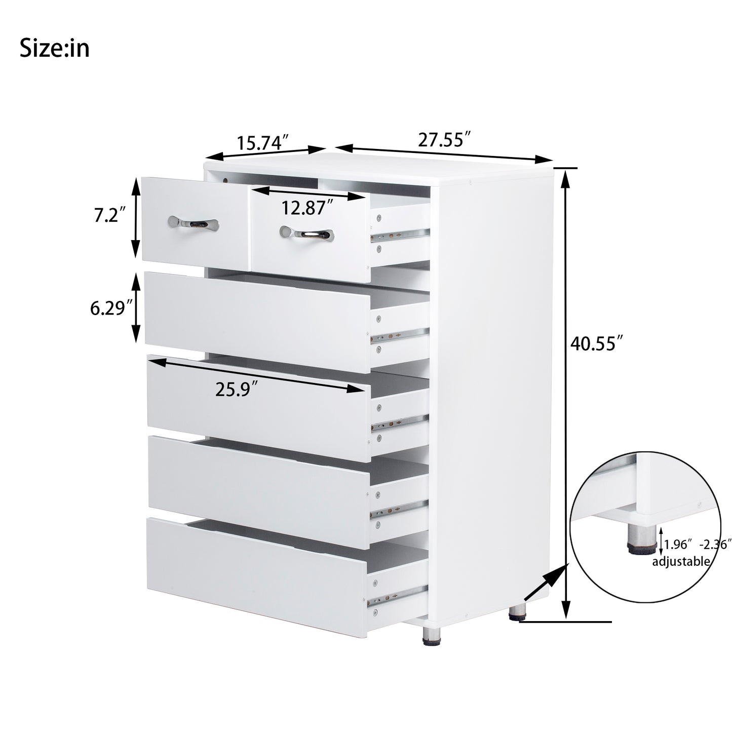 Mission Contemporary Six-Drawer Side Table