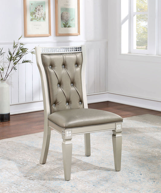 Elmcrest Traditional Button Tufted Leatherette Dining Chairs, Set of 2