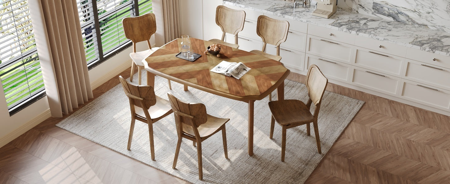 Ghivi Mid-Century 7-Piece Curved Back Dining Set