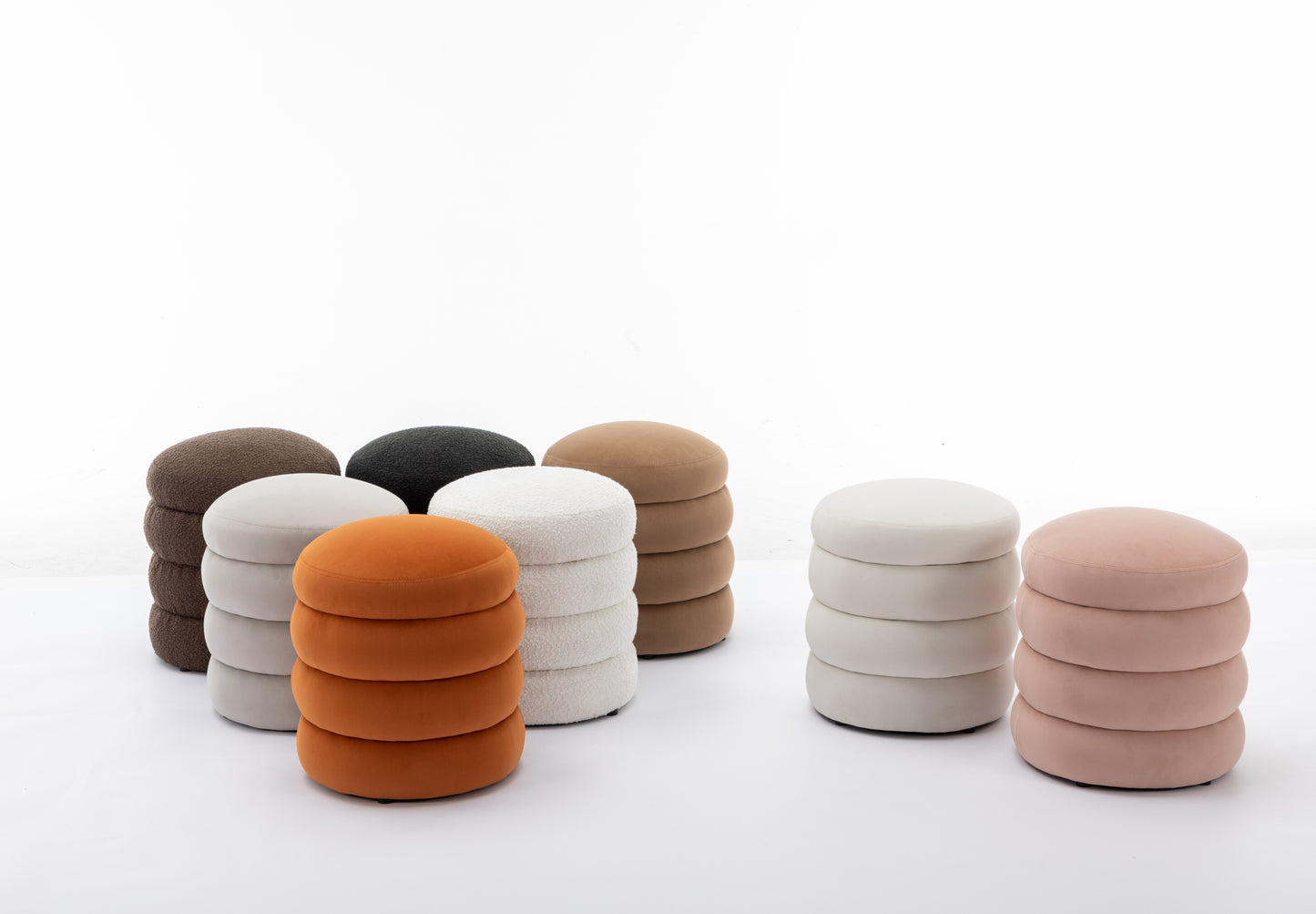Ghivi Contemporary Velvet Round Footrest Ottoman