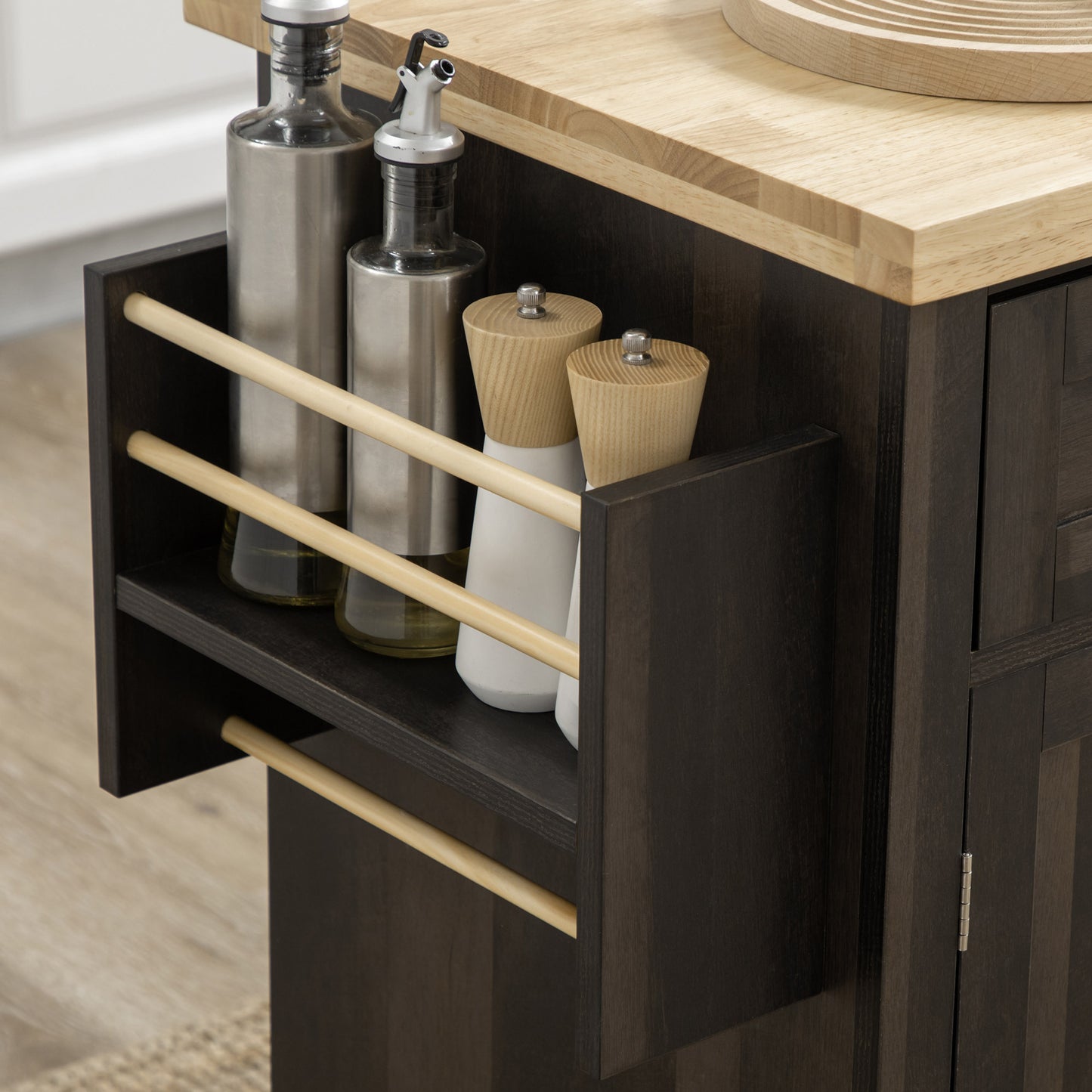 Centerville Modern Rolling Oak Kitchen Cart