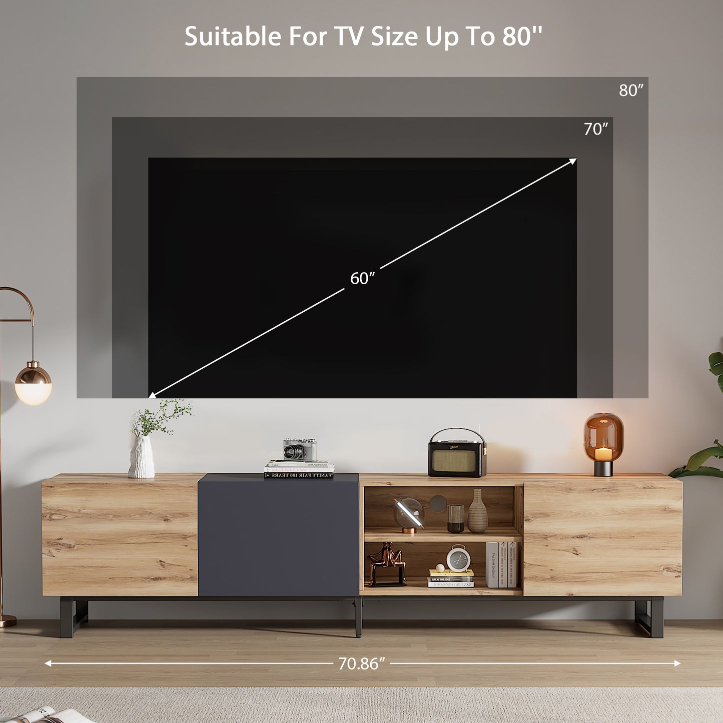 Jiron Modern Open Shelves Media Console
