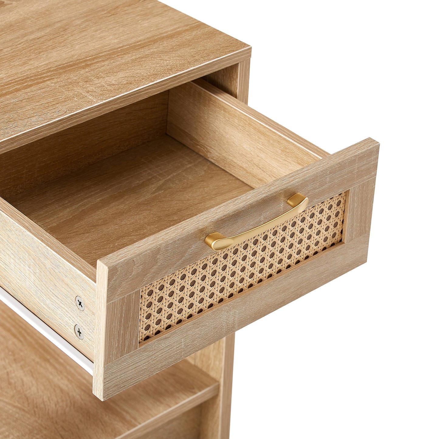 Niles Mid-Century Rattan Drawer Side Table