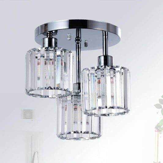 Eda Contemporary Crystal Flush Ceiling Light