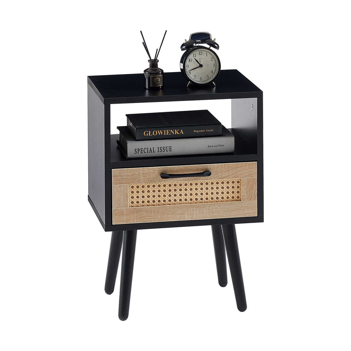 Ghivi Modern Rattan End Table Drawer