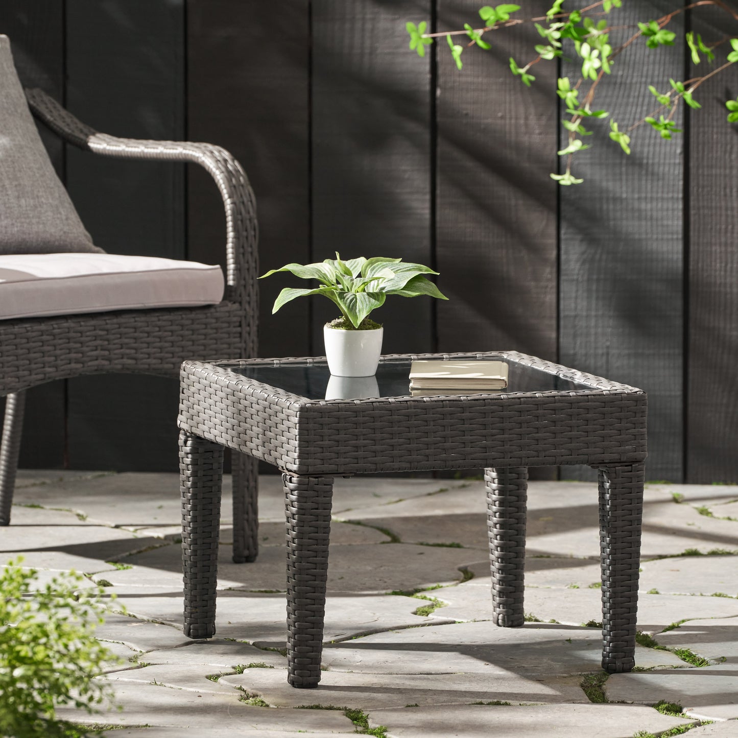 Calista Contemporary Antibes Wicker Accent Table