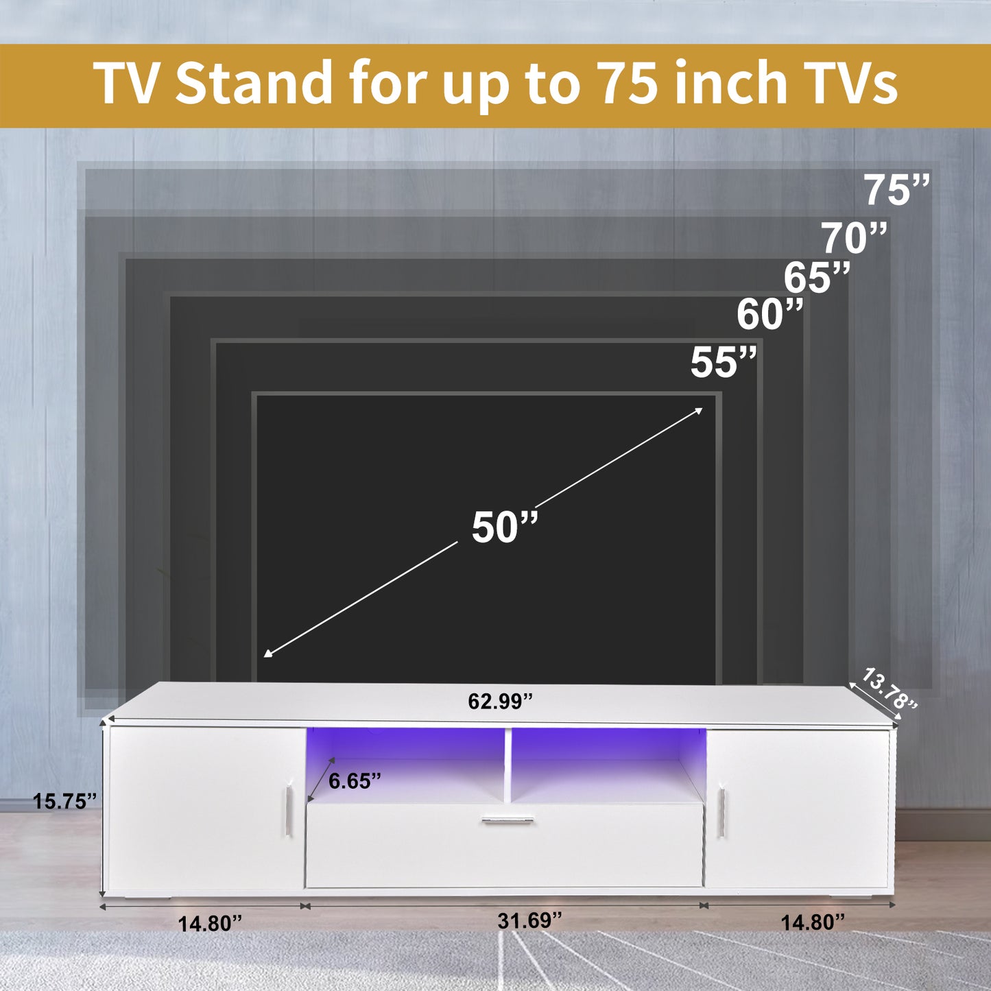 Justo Modern Stand with LED Lights Entertainment Table