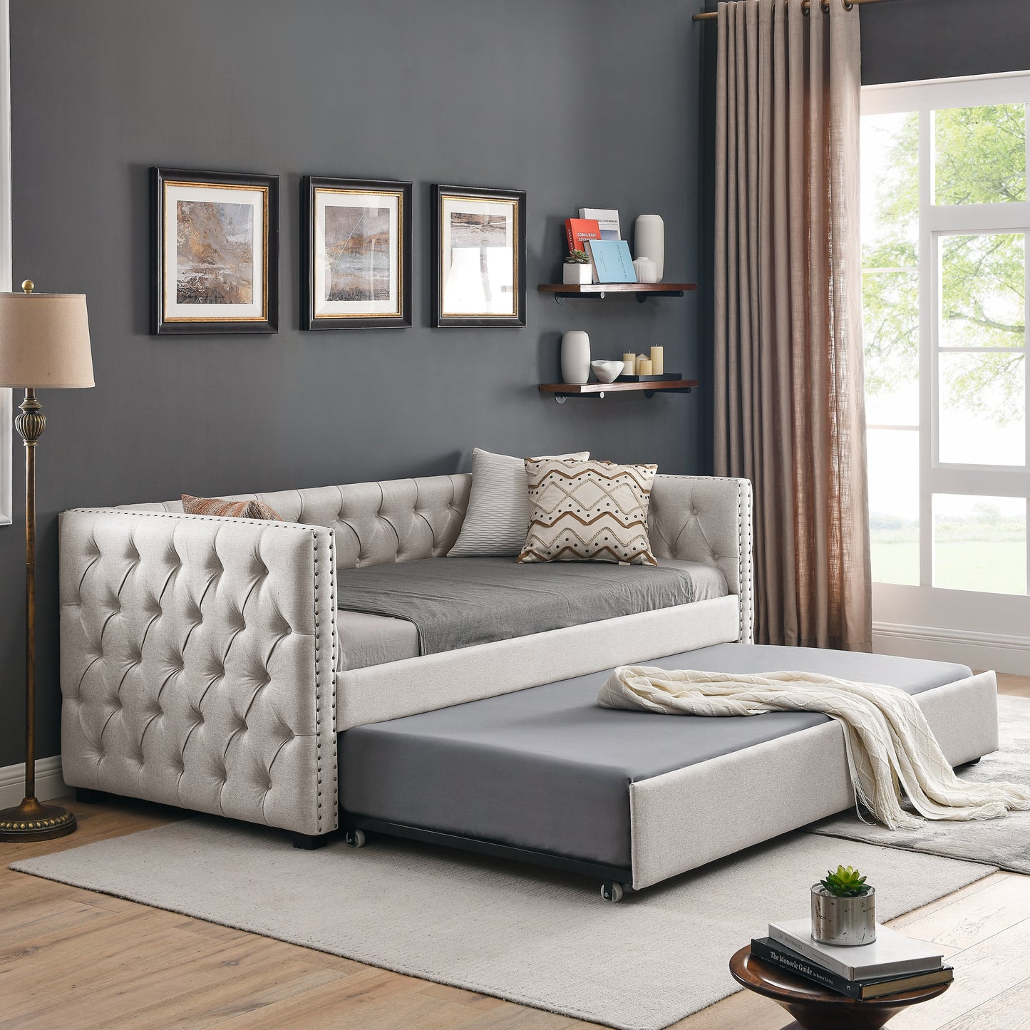 Marcel Traditional Tufted Daybed Trundle