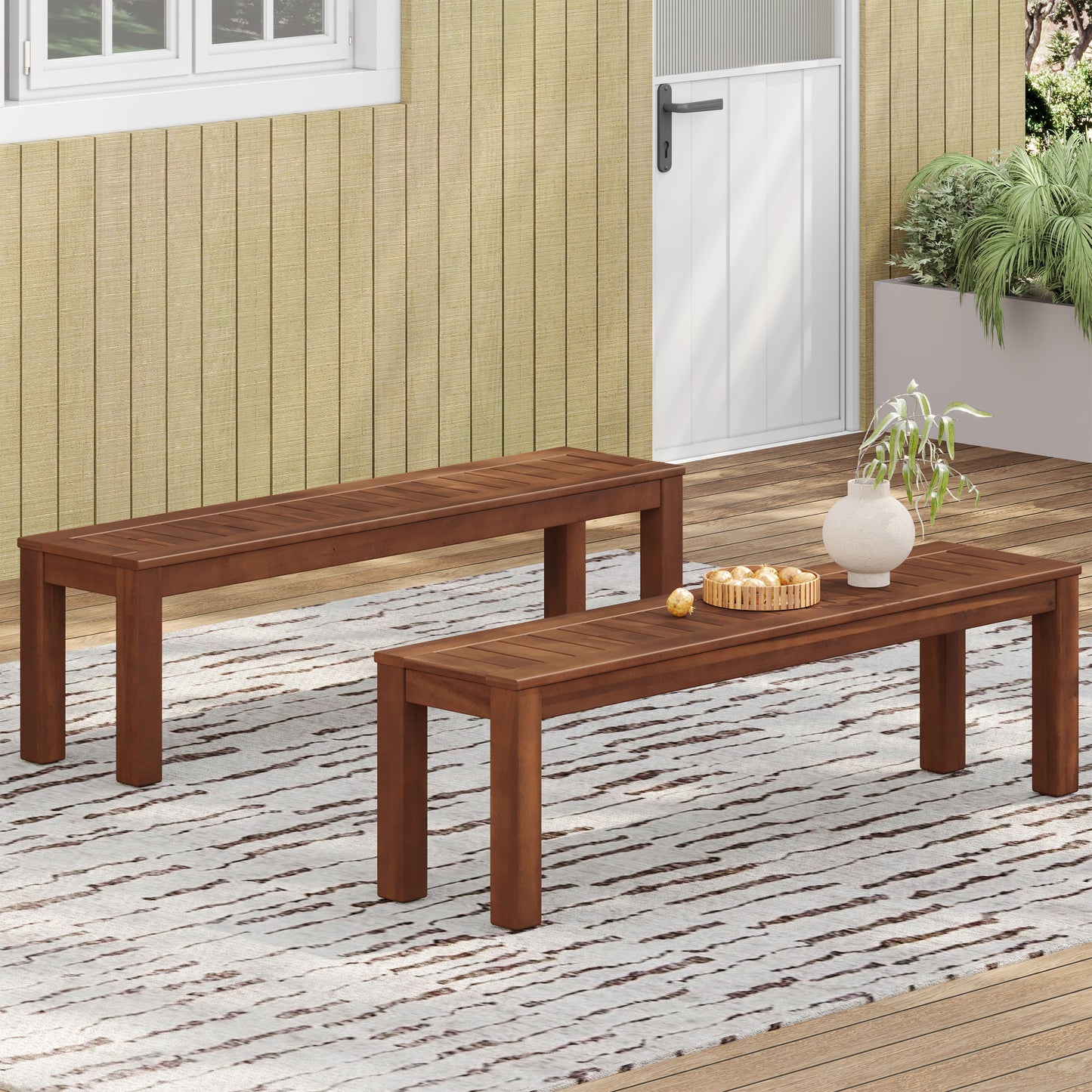 Somerset Modern Rustic Wood Benches
