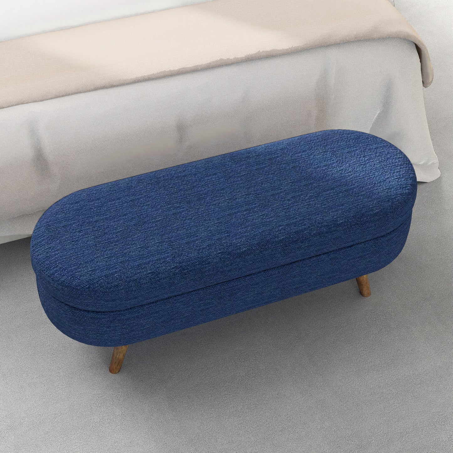 Emery Contemporary Oval Velvet Storage Ottoman