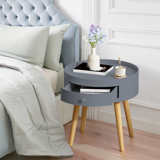 Marites Mid-Century Oak Nightstand Table