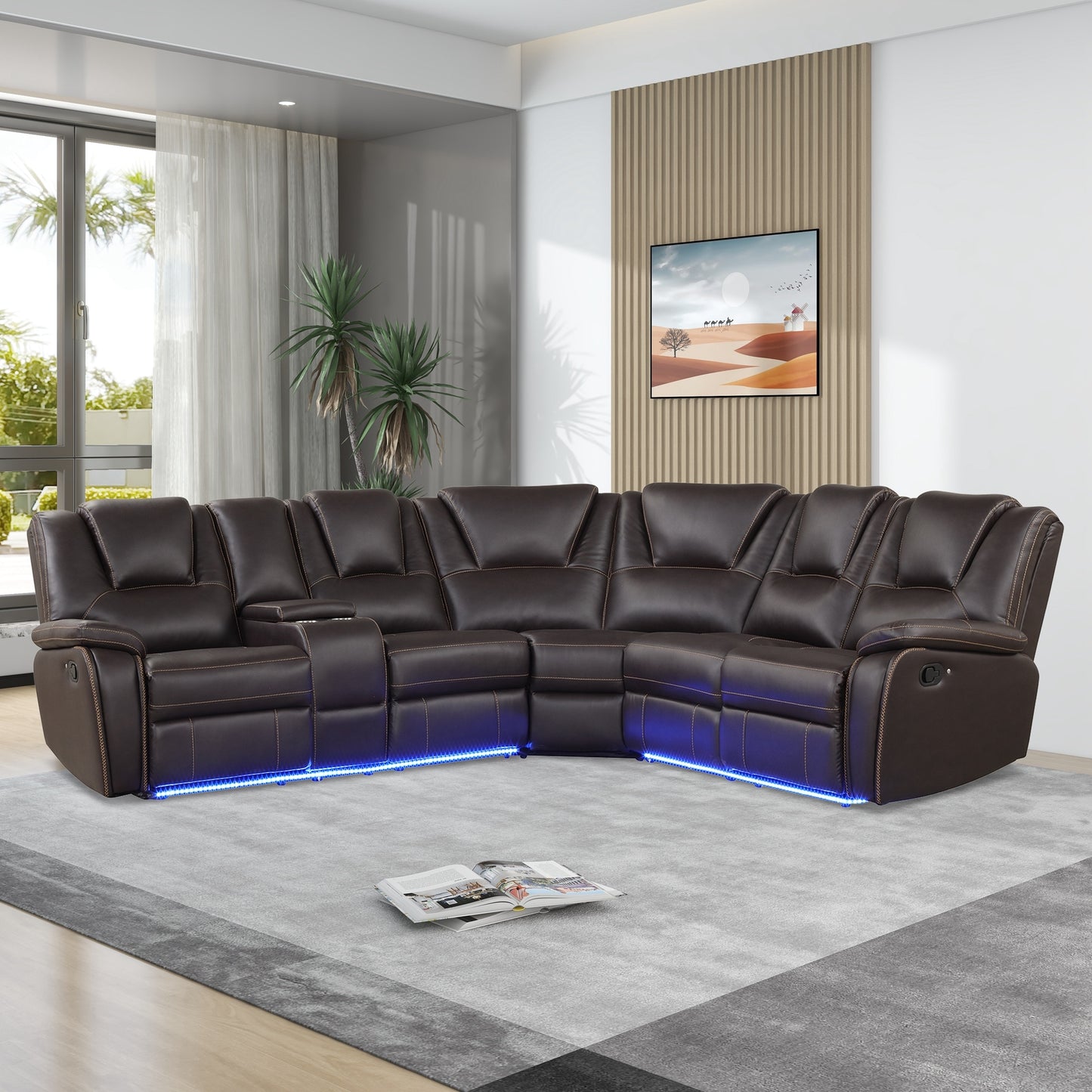 Silverleaf Modern Leather Recliner Sofa