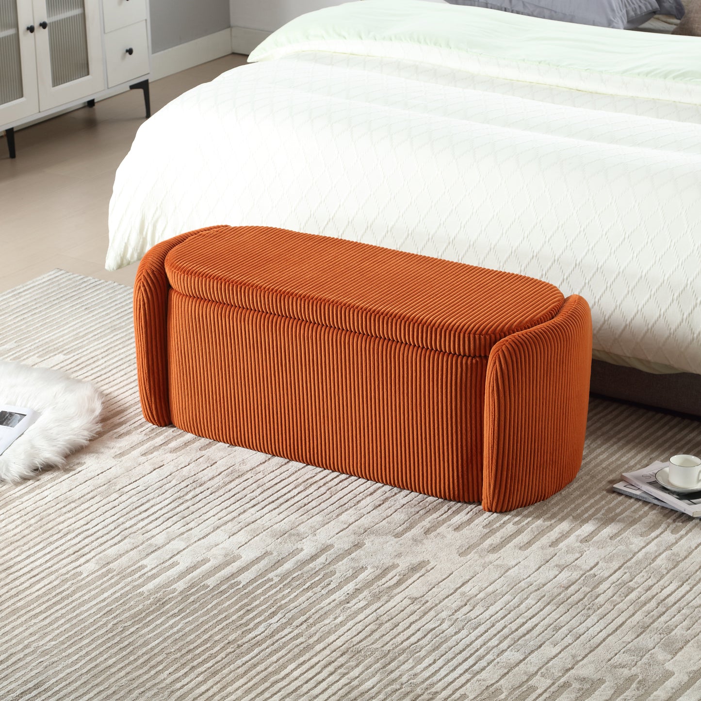 Calista Contemporary Upholstered Storage Ottoman