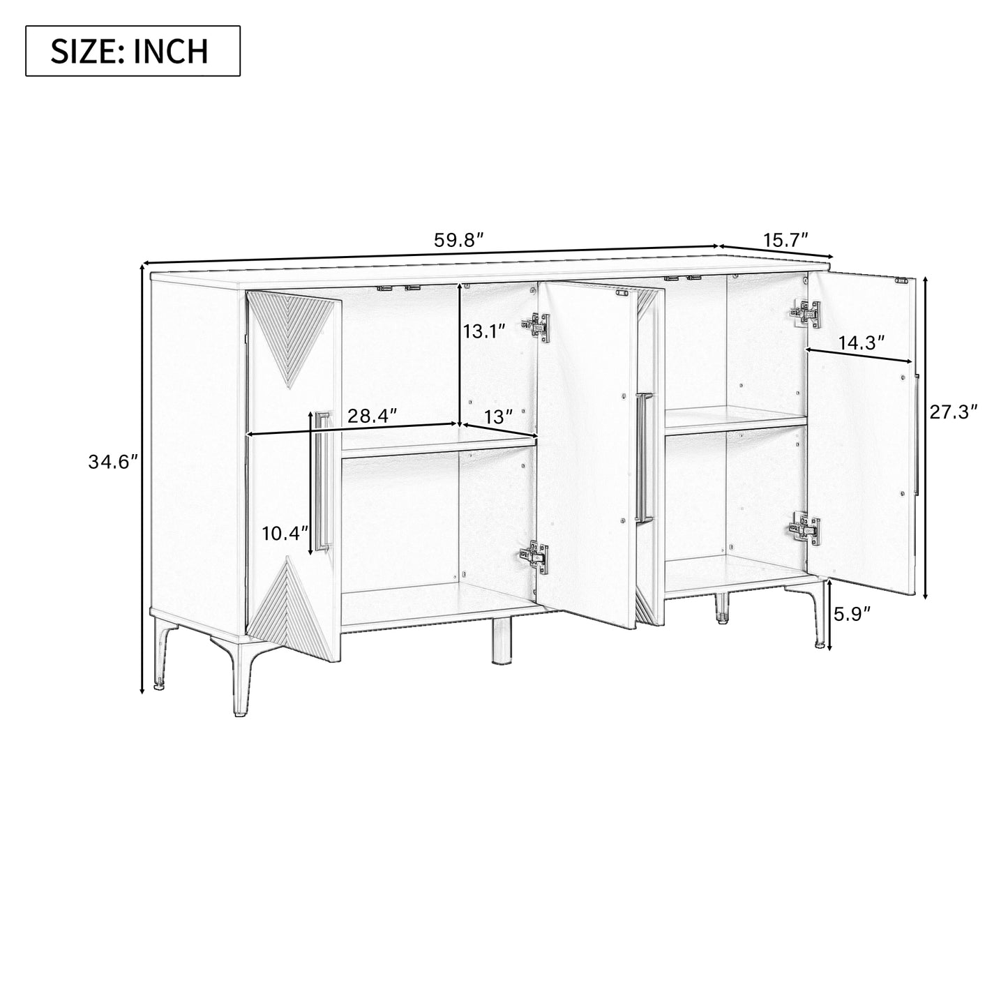 Healdsburg Contemporary U-Style Triangular Pattern Cabinet