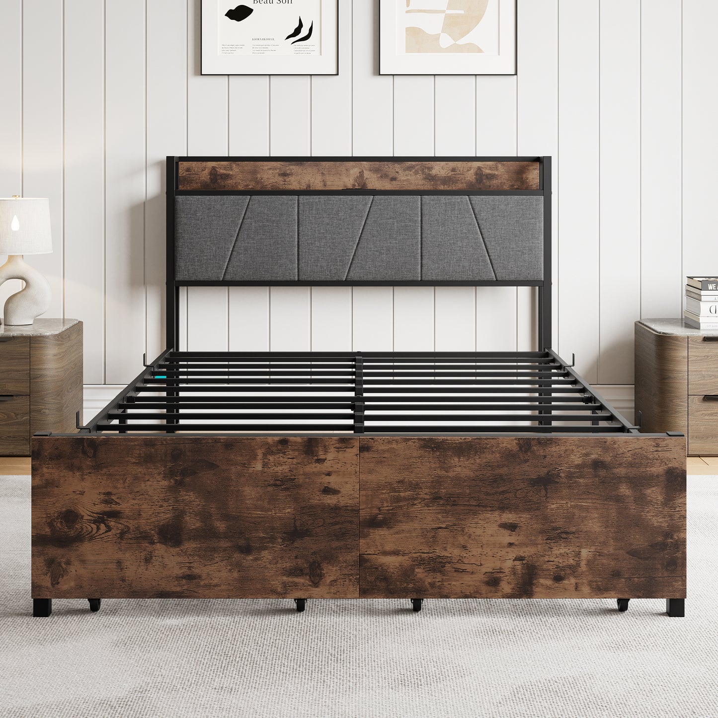 Eda Industrial Vintage Storage Bed