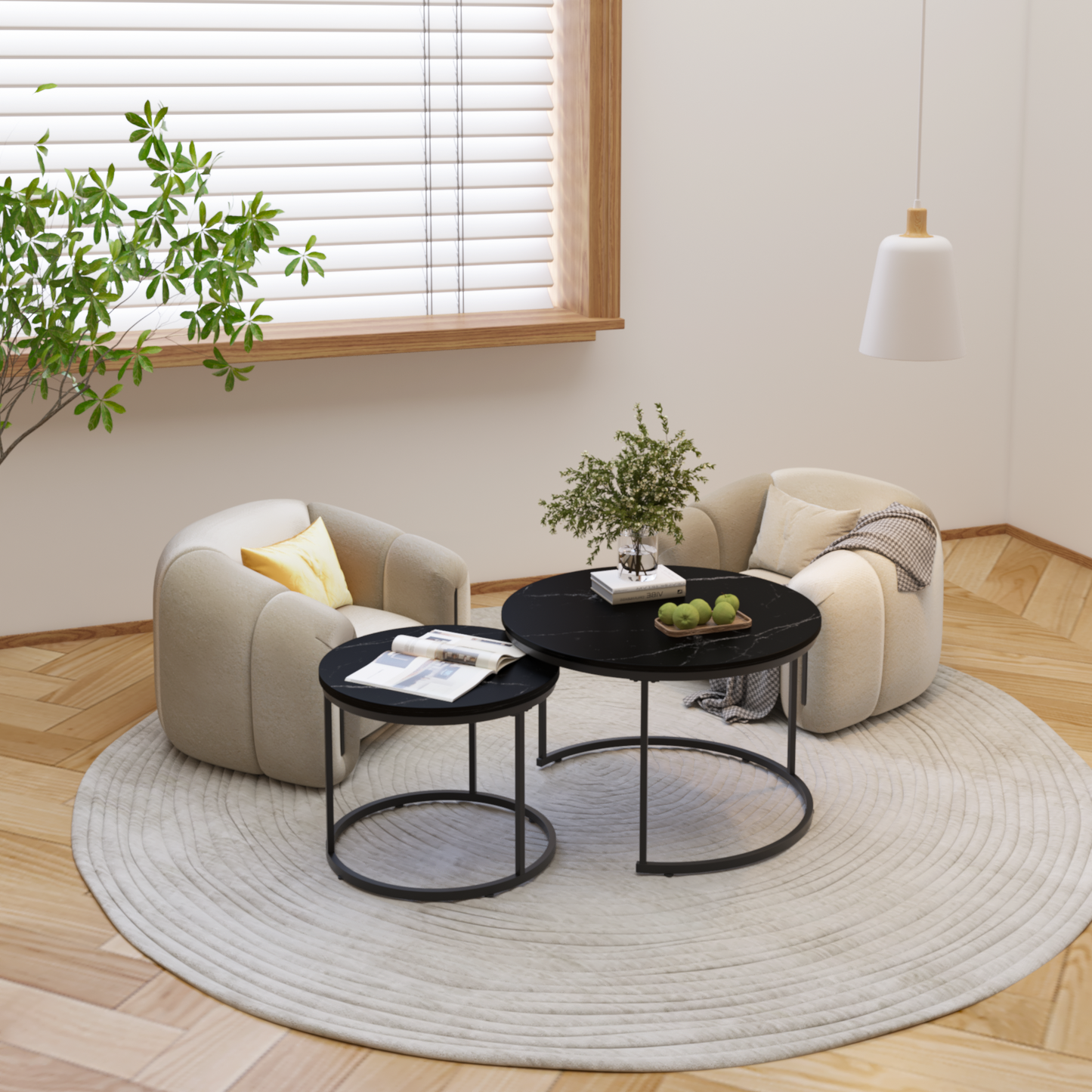 Irvington Contemporary Velvet Nesting Coffee Tables