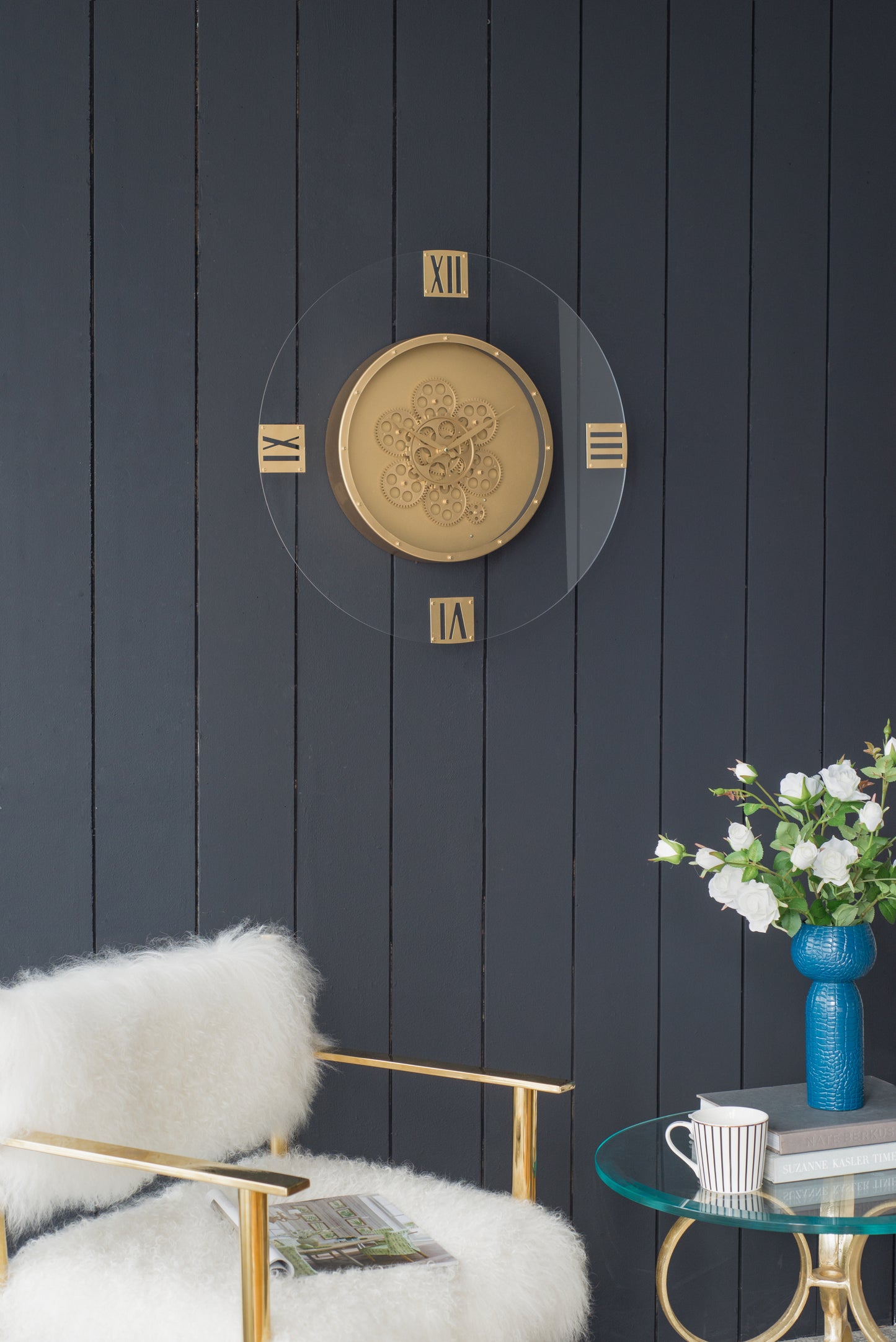 Cleo Contemporary Velvet Round Clock